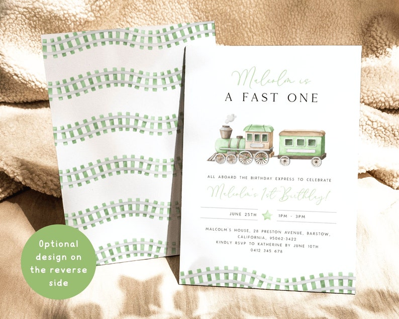 Editable Train 1st Birthday Invitation Template. Chugga Choo Choo First ...