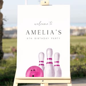 Bowling Party Welcome Sign Editable Template Bowling Welcome Sign Strike Welcome Board Poster Kids Bowling Birthday Party for Girls DIY, BW2