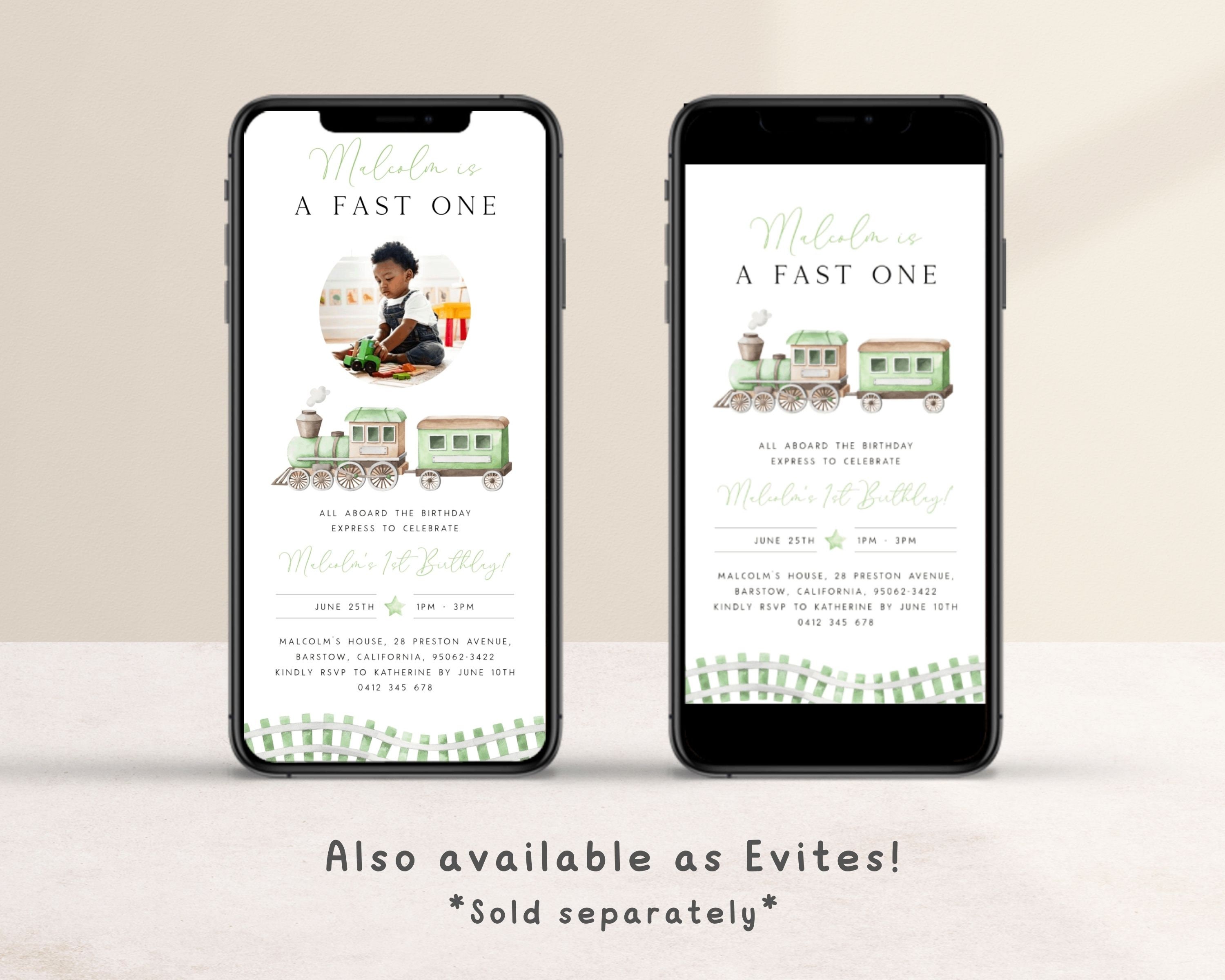 Editable Train 1st Birthday Invitation Template. Chugga Choo Choo First ...