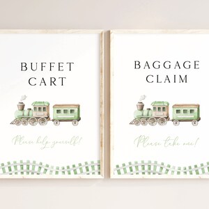 Editable Train Birthday Custom Sign Template. Buffet Cart Baggage Claim Chugga Choo Green Train 1st Birthday Party Decor Favor Sign Boys TR1