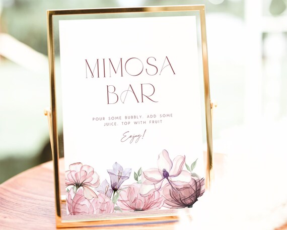 Mimosa Bar Bridal Shower Sign - Pink Floral Wedding – Celebrate