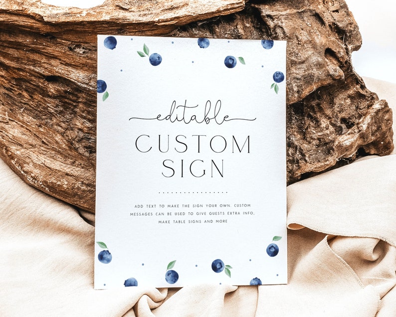Blueberry Custom Sign Template. Berry First Birthday Berry Sweet ...