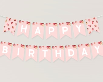 Striscione Primo Compleanno Fragola Con Glitter – Personalizzabile Con Nome E Foto - 2