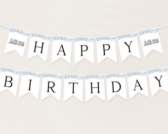 Printable Train Happy Birthday Banner Template. Chugga Two Two Boys 2nd Birthday Banner Garland Train Party Decor Train Banner Bunting, TR2