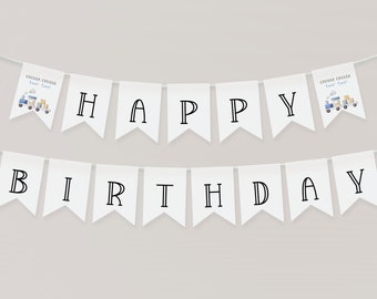 Chugga Chugga Two Two Happy Birthday Banner Template. Chugga Chugga Banner Birthday Garland Train Banner 2nd Birthday Bunting for Boys, T1