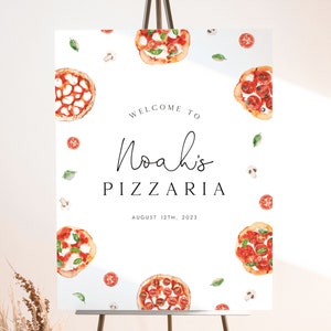 Pizza Party Welcome Sign Editable Template Pizza Party Birthday Welcome Sign Slice of Fun Welcome Board Poster Kids Pizza Birthday Party, Z1