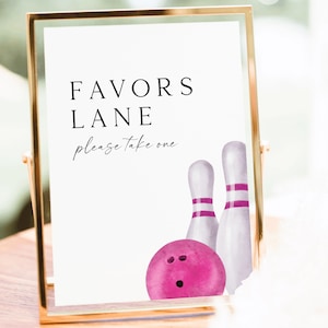 Favors Lane Bowling Birthday Sign Editable Template Favors Sign Bowling Party Sign Bowling Alley Favors Table Kids Party Sign Table Sign BW2