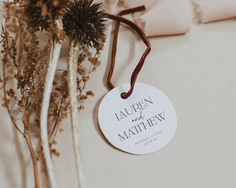 Modern Wedding Favor Tag Template. Minimalist Favour Tag. Instant Download Printable Favor Tag Template Square Round Editable Tag - Lauren