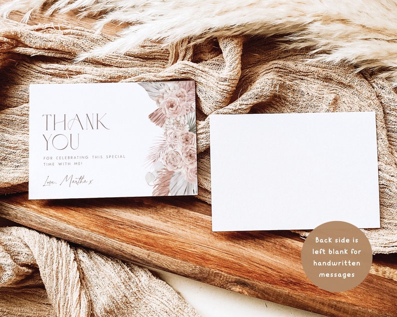 Boho Baby Shower Thank You Card Template. Boho Neutral Baby Shower ...