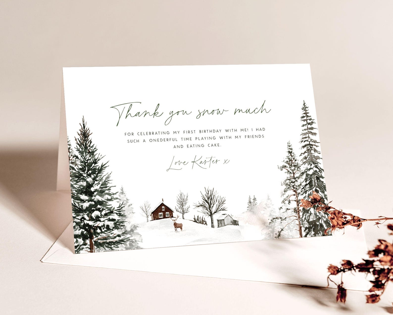 Winter Onederland Thank You Card Template, Onederland 1st Birthday ...