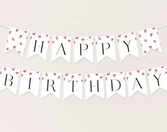 Bannière du premier anniversaire des baies. Guirlande d'anniversaire aux fraises Guirlande d'anniversaire aux fraises Guirlande d'anniversaire aux fraises Bruant de baies pour fille B3