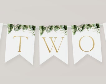 Modello modificabile fai da te per striscioni di compleanno Two Wild 2nd. Età striscione Two Wild Jungle Safari Banner Garland 2nd Birthday Bunting per ragazzi J2
