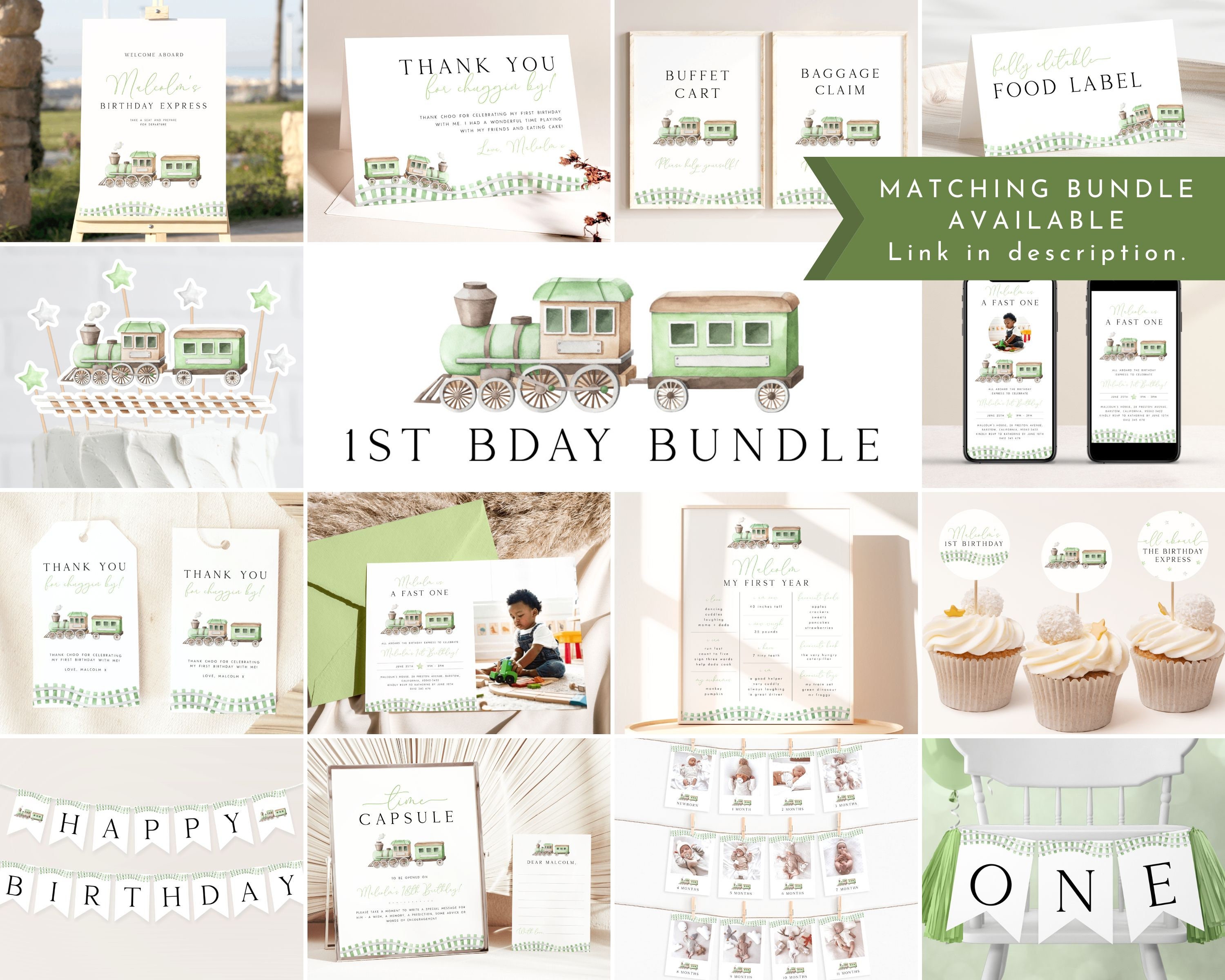 Editable Train 1st Birthday Invitation Template. Chugga Choo Choo First ...