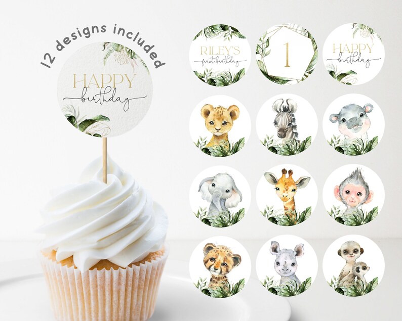 Editable Wild One 1st Birthday Cupcake Toppers Template. Wild Etsy