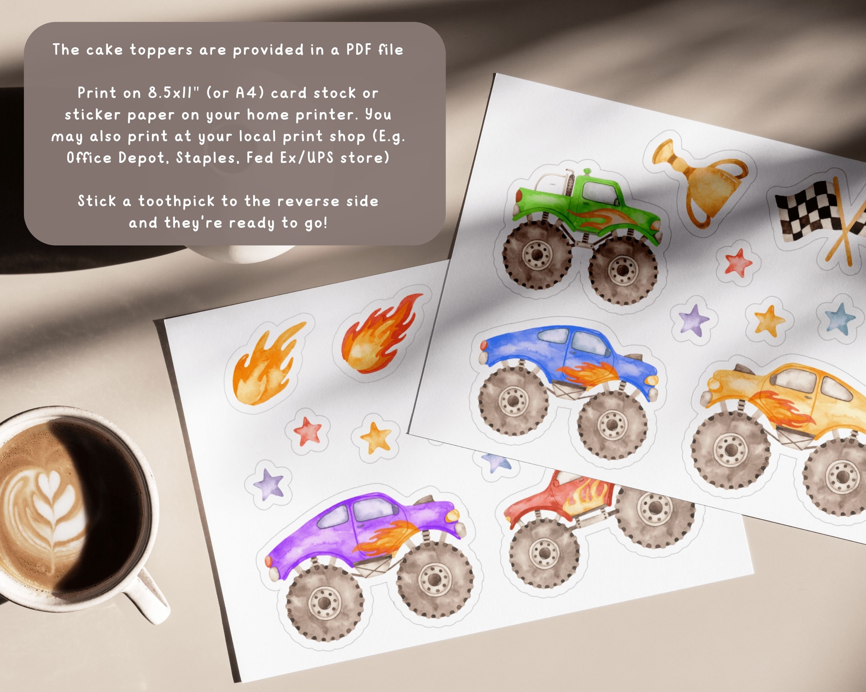 Monster Truck Cake Topper Template Monster Truck Birthday Cake - Etsy