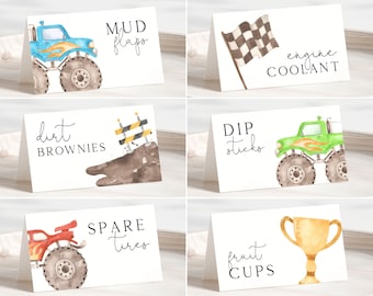 Monster Truck Food Labels Editable Template Monster Truck Birthday Food Label Cards Truck Birthday Party Decor Place Cards Tent Card, MT1