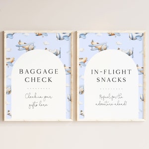 Editable Airplane Birthday Custom Sign Template. Baggage Check Snacks Table Airplane Party Plane Aviator Party Decor Sign Favor Sign Boy AP3