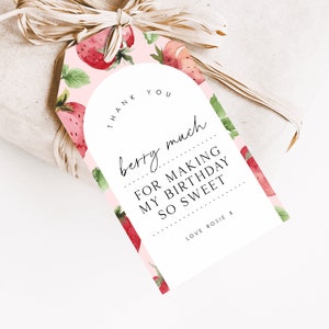 Berry First Birthday Thank You Tag Template. Strawberry Thank You Tag ...