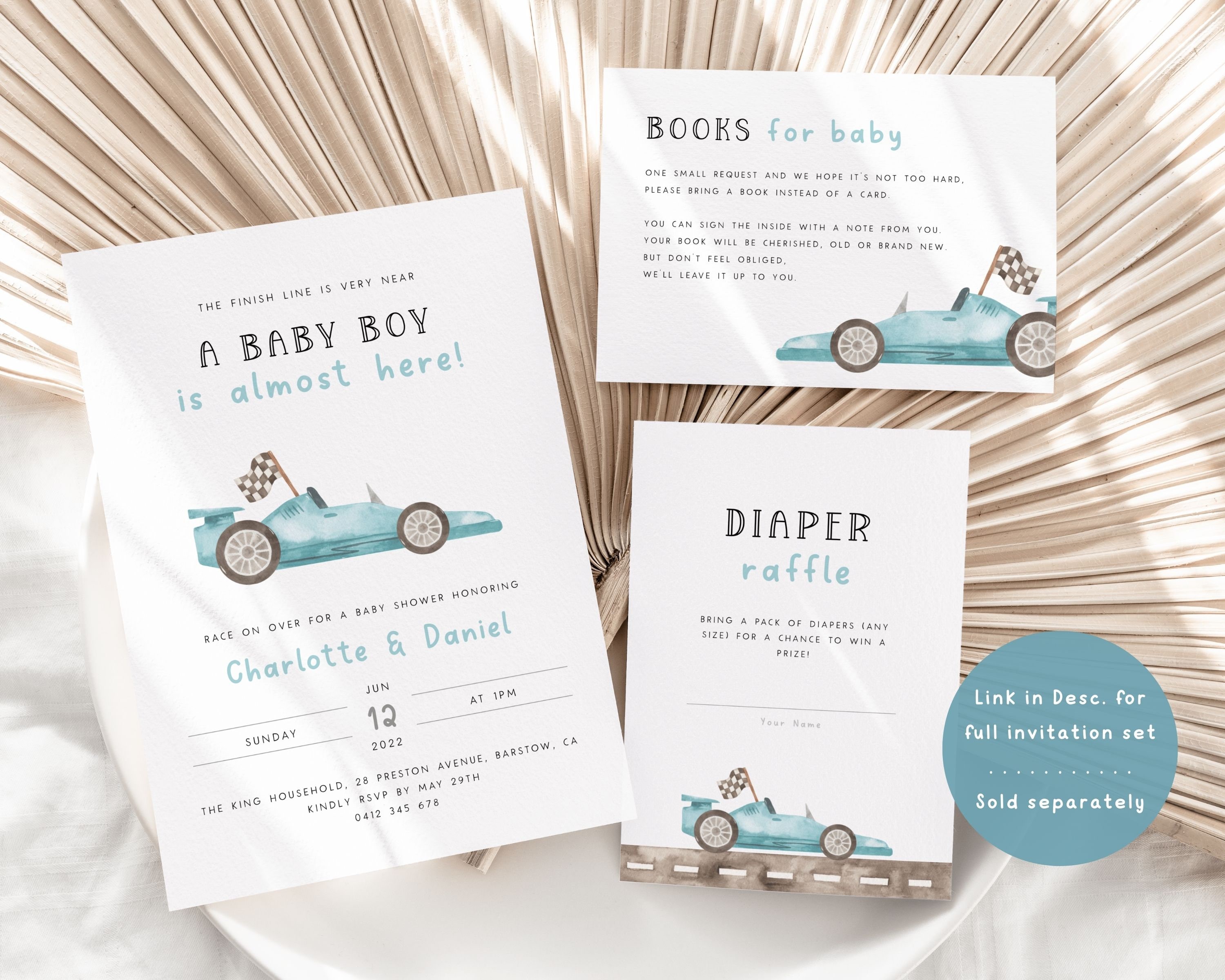 Baby Boy is Almost Here Baby Shower Invitation Template. Vintage Race ...
