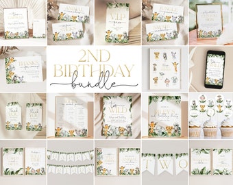 Two Wild Birthday Bundle Package. Two Wild Bundle Editable Safari Invite Jungle 2nd Birthday Bundle Party Animal Two Wild Invite for Boys J2