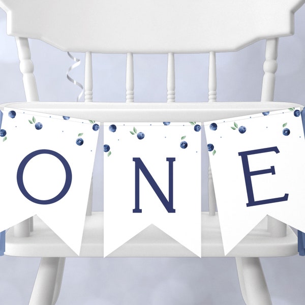 Blueberry Highchair Banner Template. Berry First Birthday Banner Blueberry Birthday Garland Berry Sweet High Chair Banner Party Decor, B6 B7