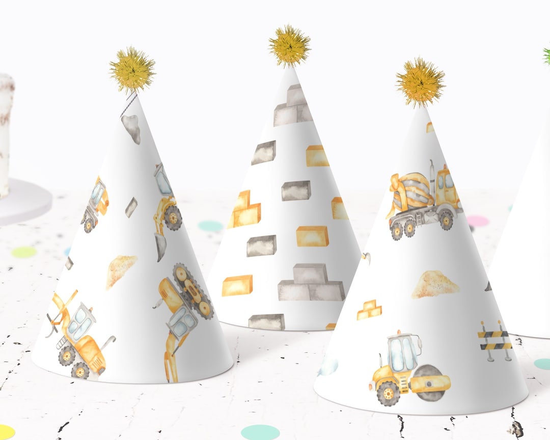 Construction Party Hat Template. Construction Birthday Party Decor ...