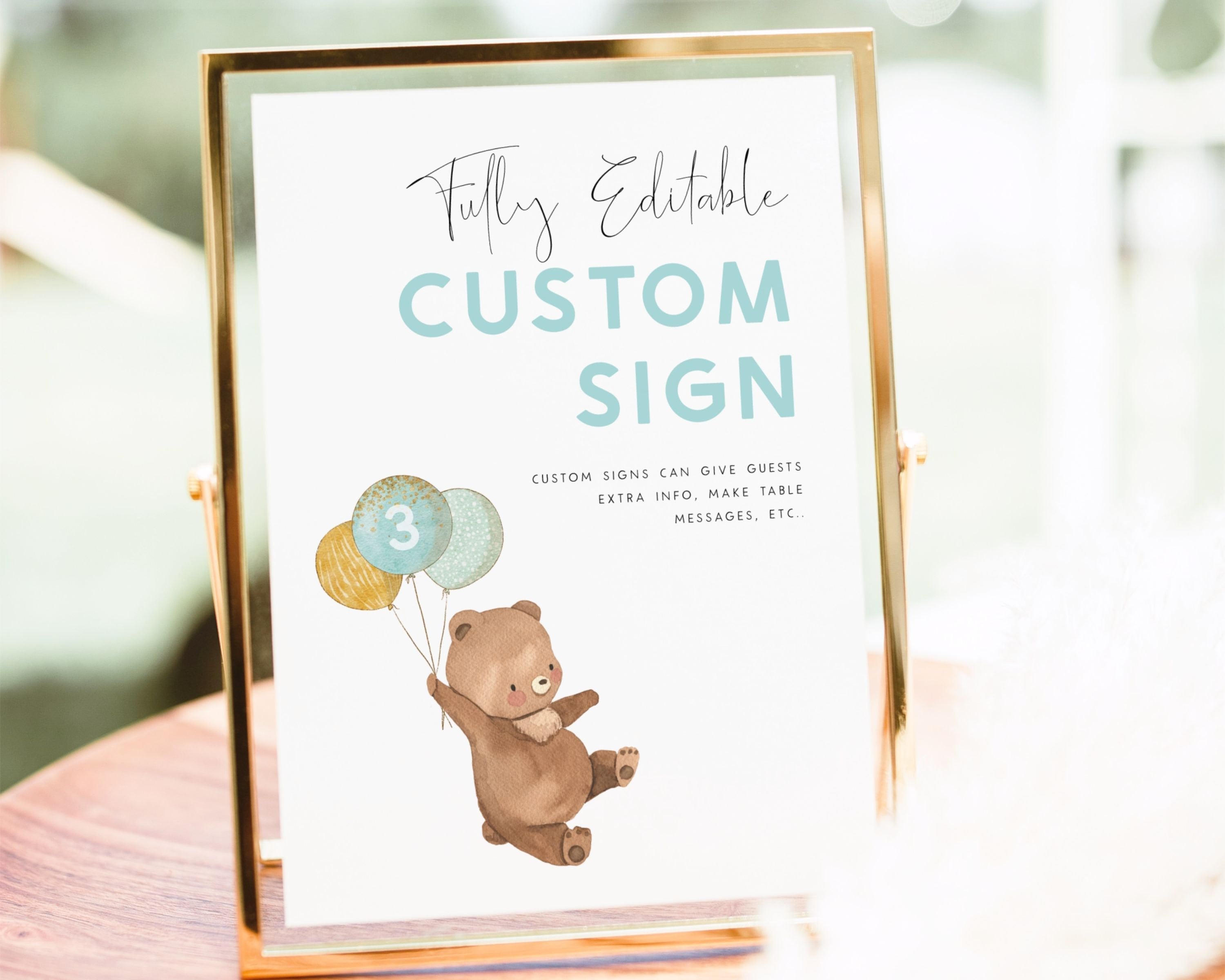 Bear Birthday Custom Sign Template. Beary 3rd Birthday for Boys Custom ...