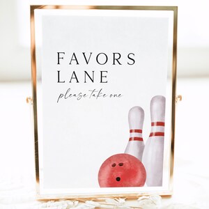 Favors Lane Bowling Birthday Sign Editable Template Favors Sign Bowling Party Sign Bowling Alley Favors Table Kids Party Sign Table Sign BW1
