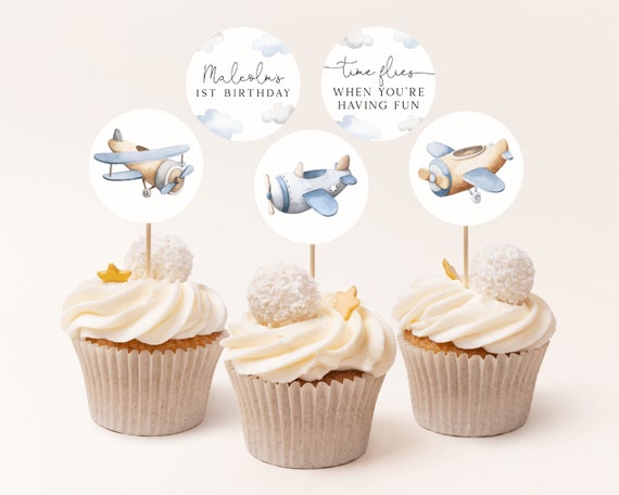 36 PCS Airplane Cupcake Toppers - Pilot Aviation Cupcake...