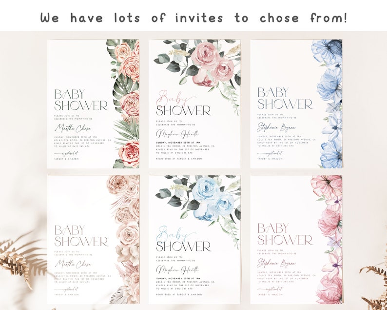 Blue Baby Shower Cupcake Toppers Boy. Boho Blue Floral Baby Etsy