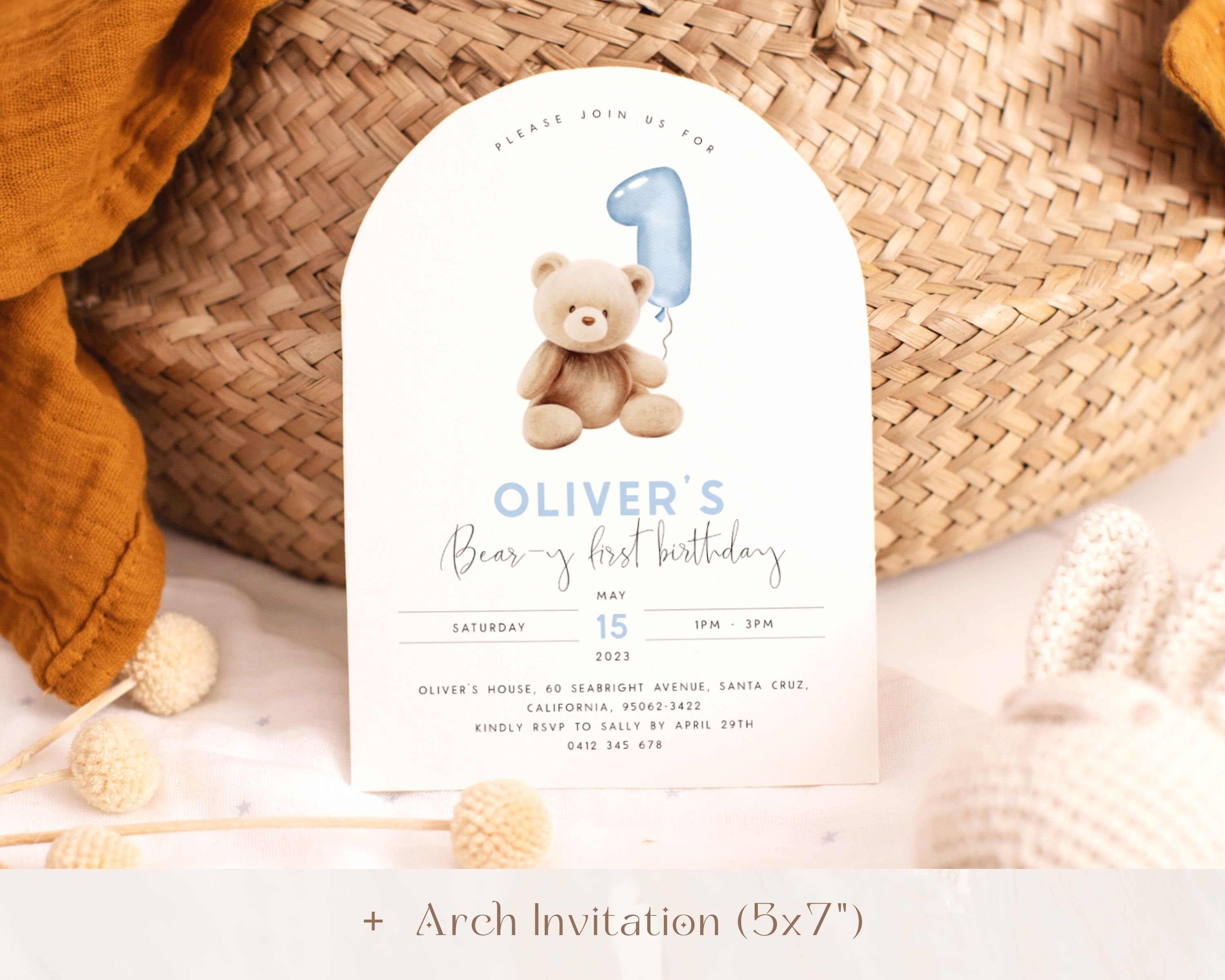 Bear 1st Birthday Bundle. Beary First Birthday Party Bundle Blue Teddy ...