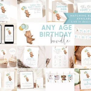 Bear Happy Birthday Banner Template. Editable Beary 3rd Birthday Boy ...