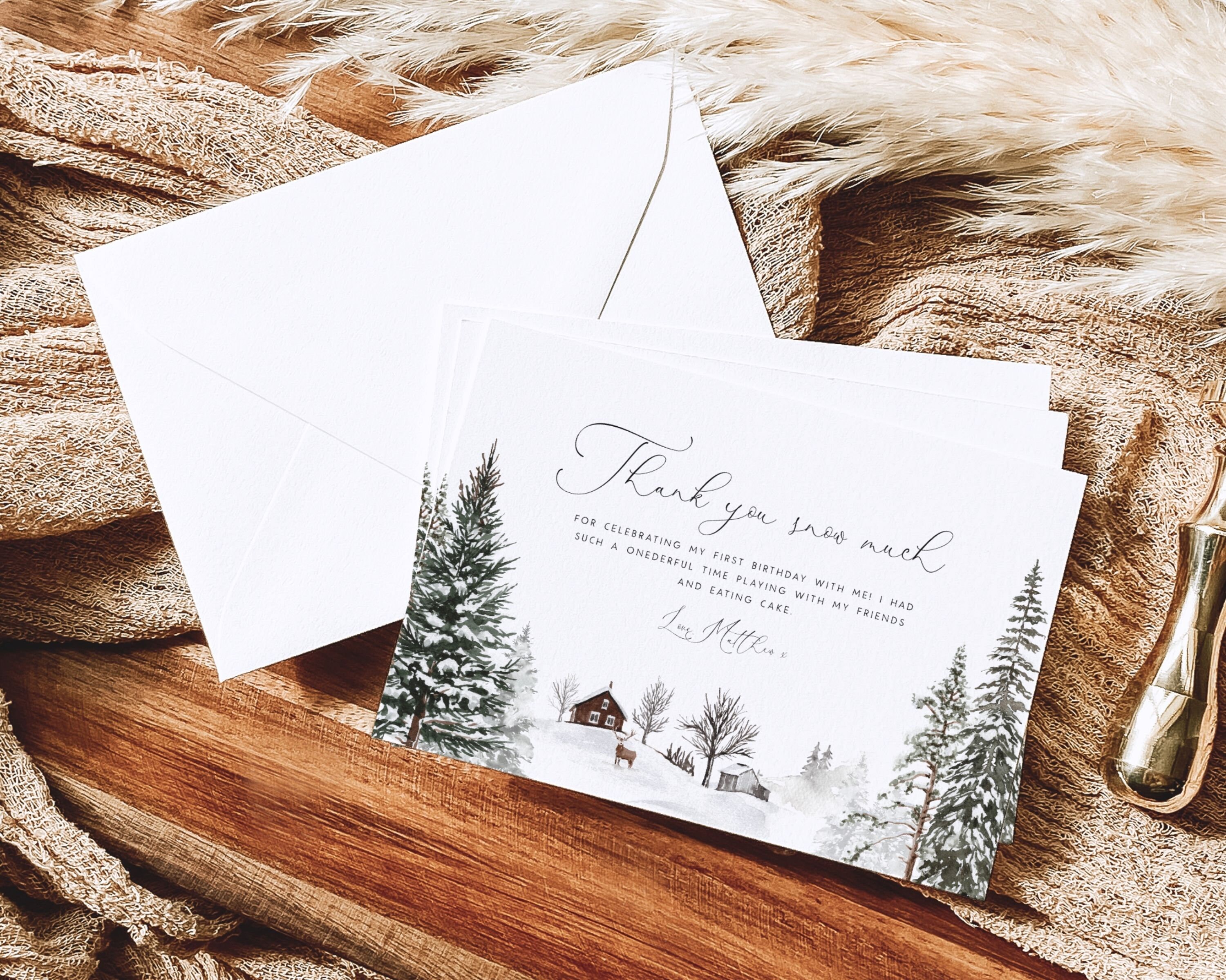 Winter Onederland Thank You Card Template, Onederland 1st Birthday ...