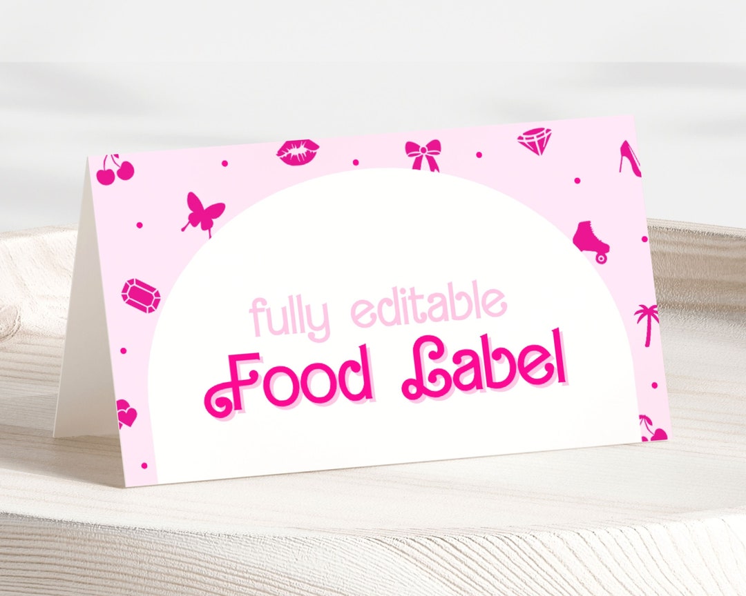 Barbie Food Labels Editable Template. Barbie Birthday Party - Etsy