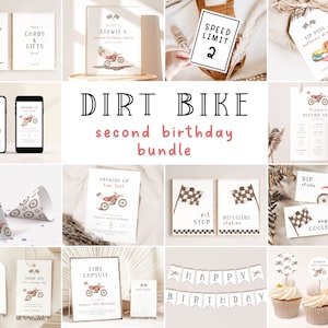 Two Fast Dirt Bike Birthday Bundle. Printable Dirt Bike Bundle 2nd Birthday Invitation Motocross Dirt Bike Second Birthday Boy for Boys, D2