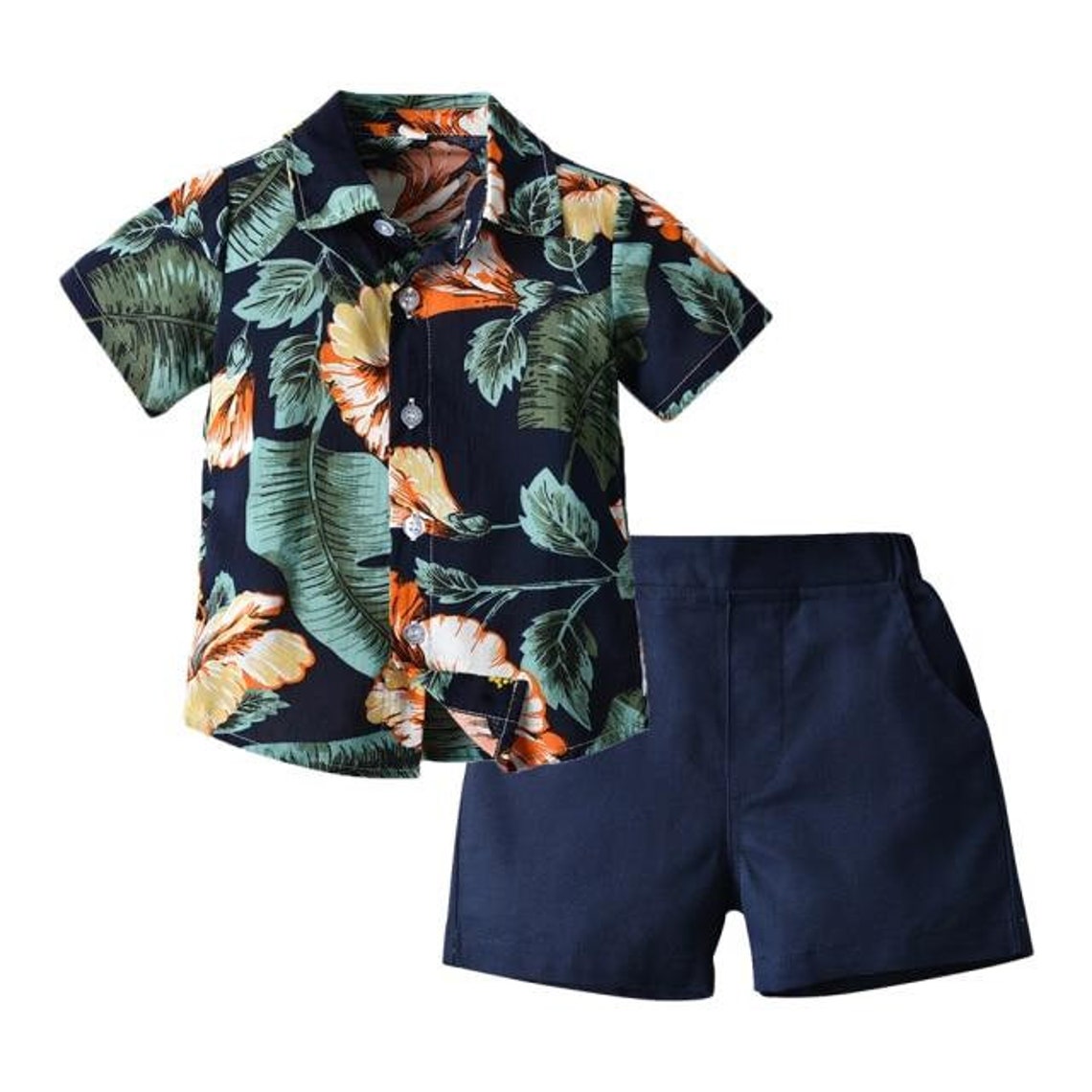 Baby Boy Hawaiian Style Floral Prints Short Sleeve Shirt Etsy