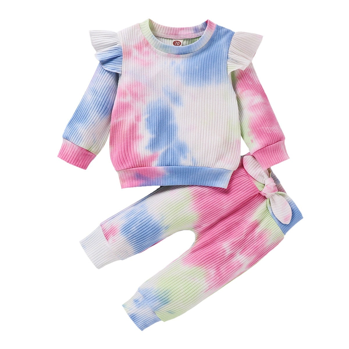 Baby Girl Clothes Sets Tie Dye Print Long Sleeve Ruffle - Etsy
