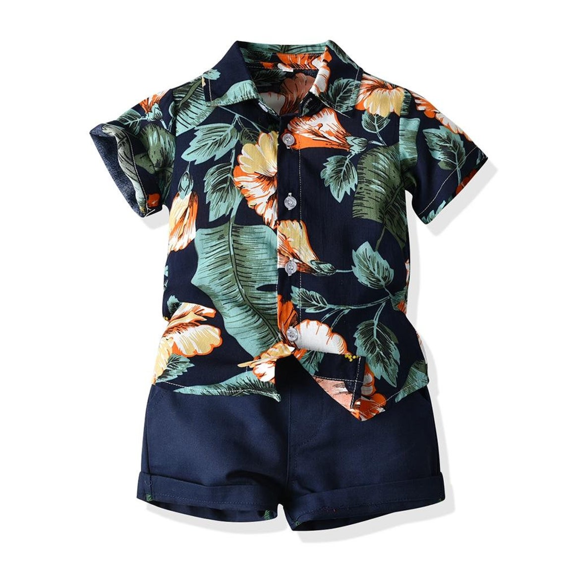 Baby Boy Hawaiian Style Floral Prints Short Sleeve Shirt Etsy