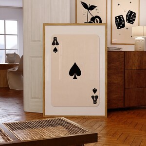 Trendy schoppenaas kunstprint, speelkaartposter, aaskaart kunst aan de muur, retro esthetische digitale download, lucky you print, lucky girl poster