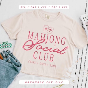 Mahjong SVG Clipart, Mahjong Social Club PNG, Mahjong T Shirt Design, Mahjong Sweatshirt SVG, Mahjong Gift Ideas, Digital Download.