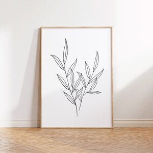 Set of Three Line Art Botanical Print, Minimalist Neutral Wall Decor ...