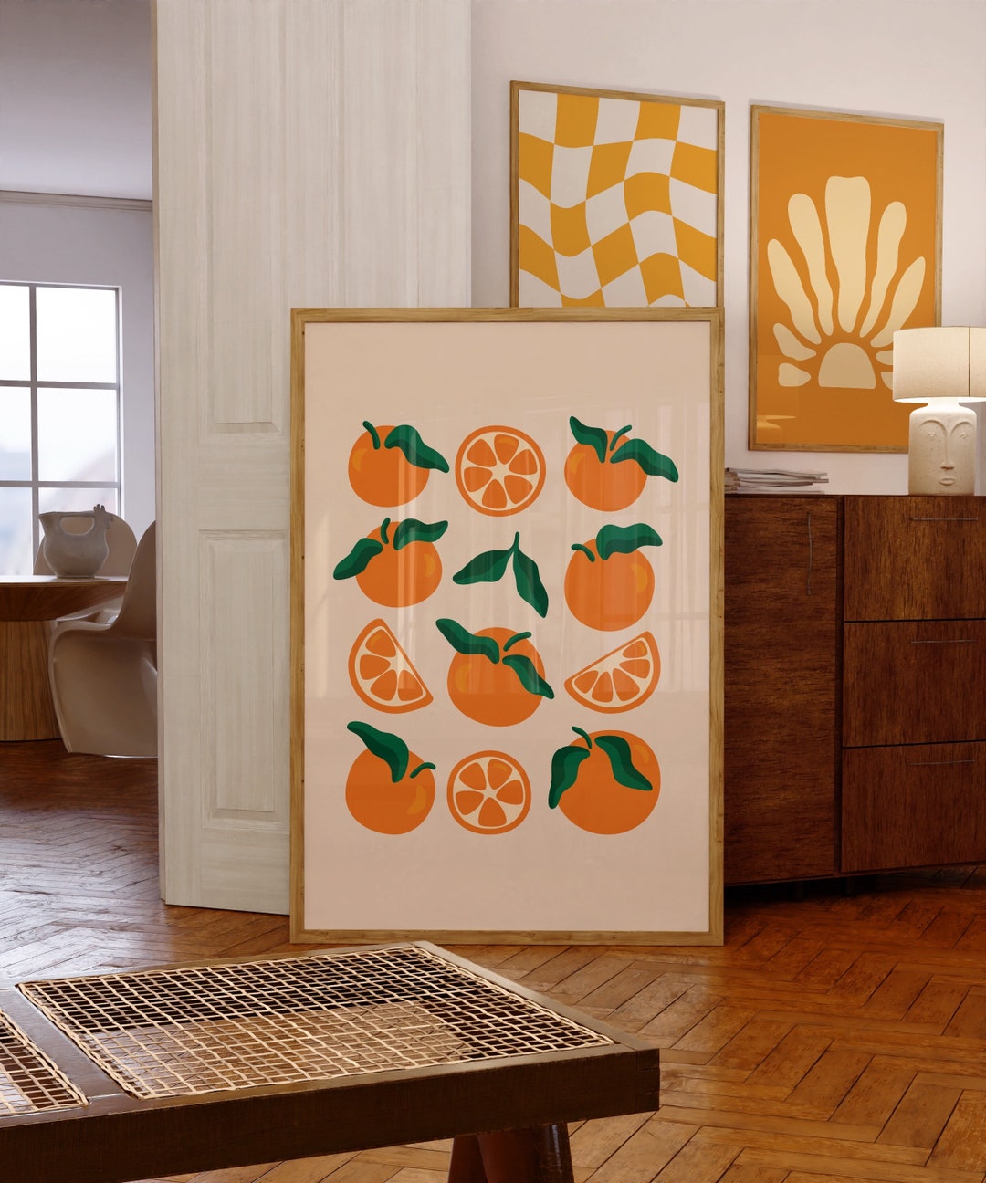 Fruit Market Poster Kitchen Wall Art Orange Fruit Market Etsy