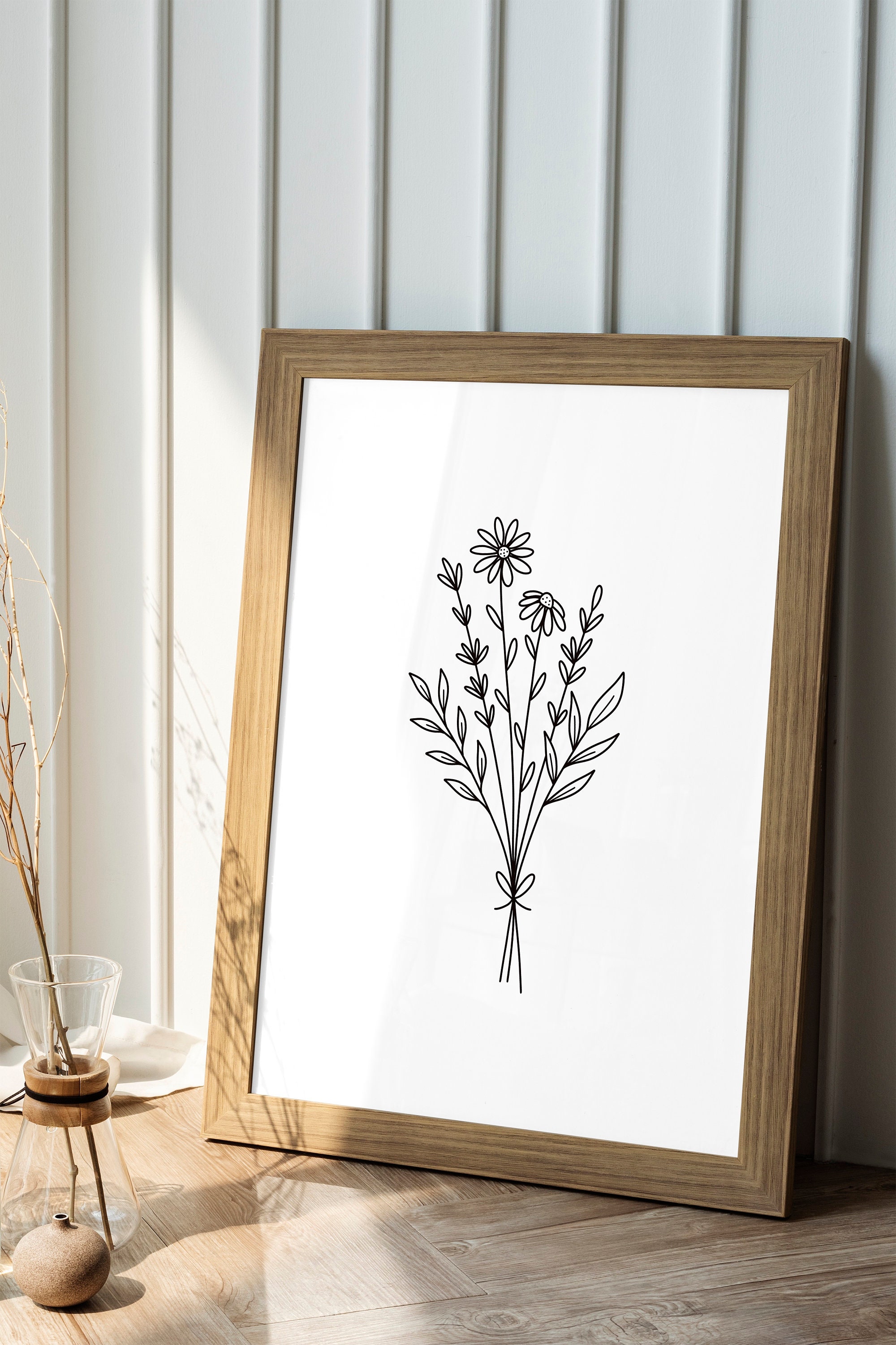 Bloemenboeket Digitale Art Print Minimal Wall Art Etsy Nederland