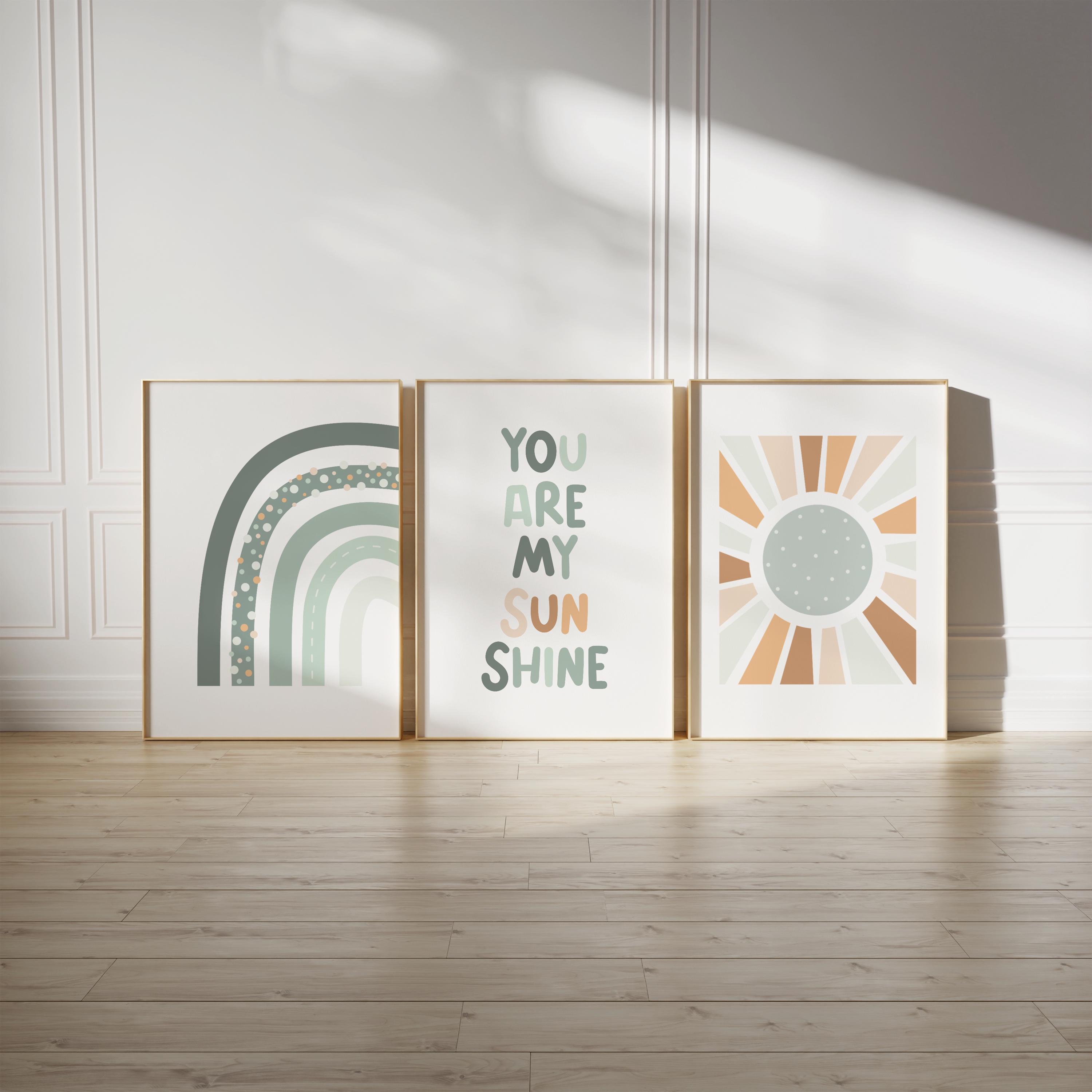 Sage Green Nursery Wall Art, You Are My Sunshine Poster, 3 Piece Wall ...