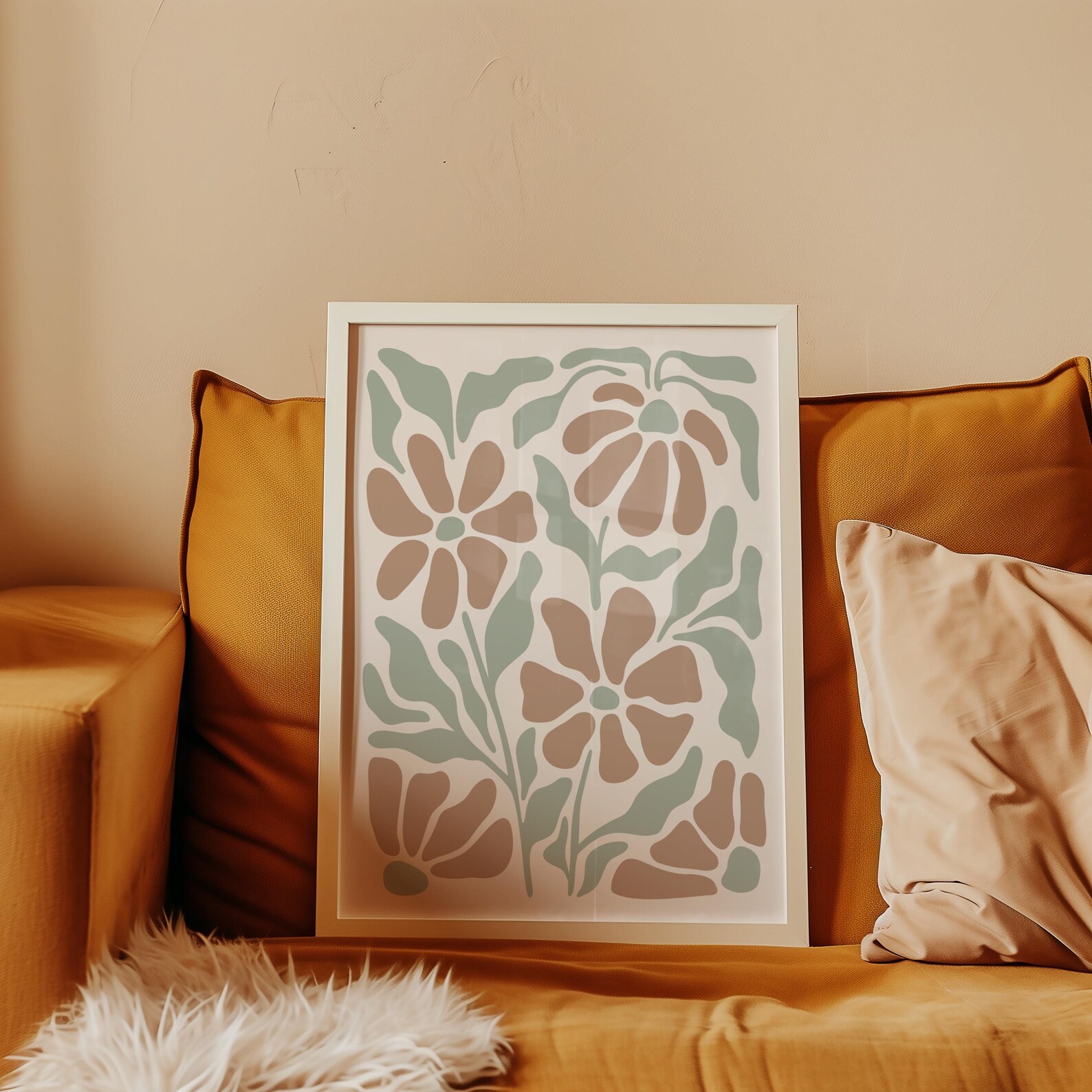 Sage Green Japandi Wall Art Set, Abstract Botanical Poster Print, Boho ...