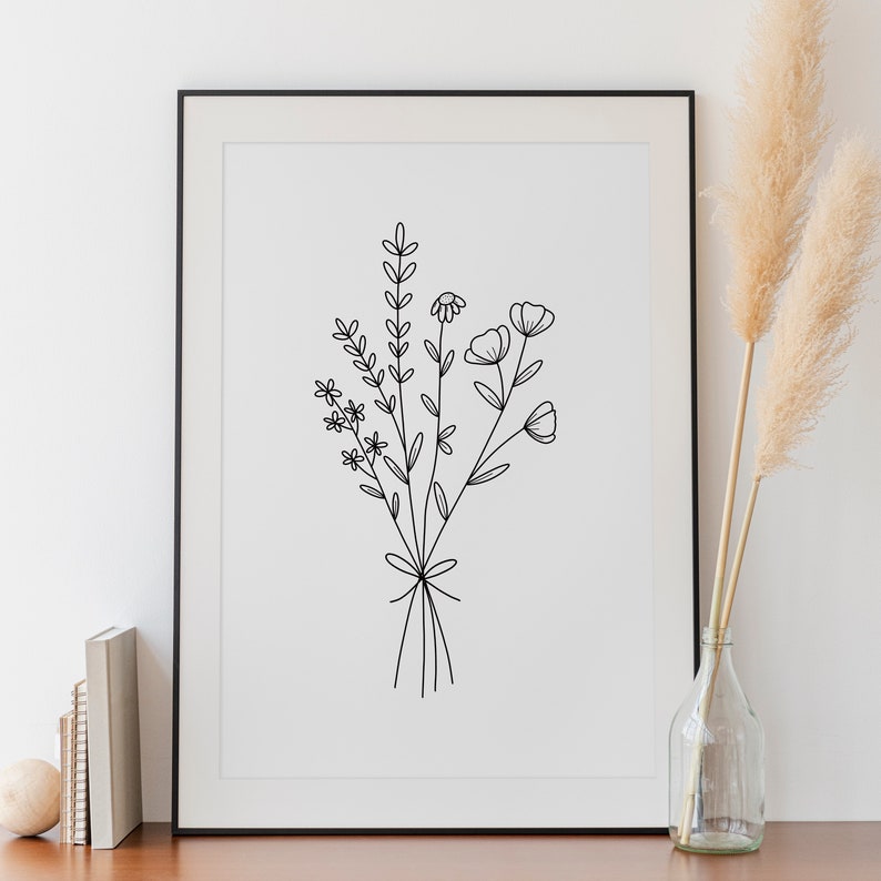 Floral Bouquet Digital Art Print | Printable Poster, Housewarming ...