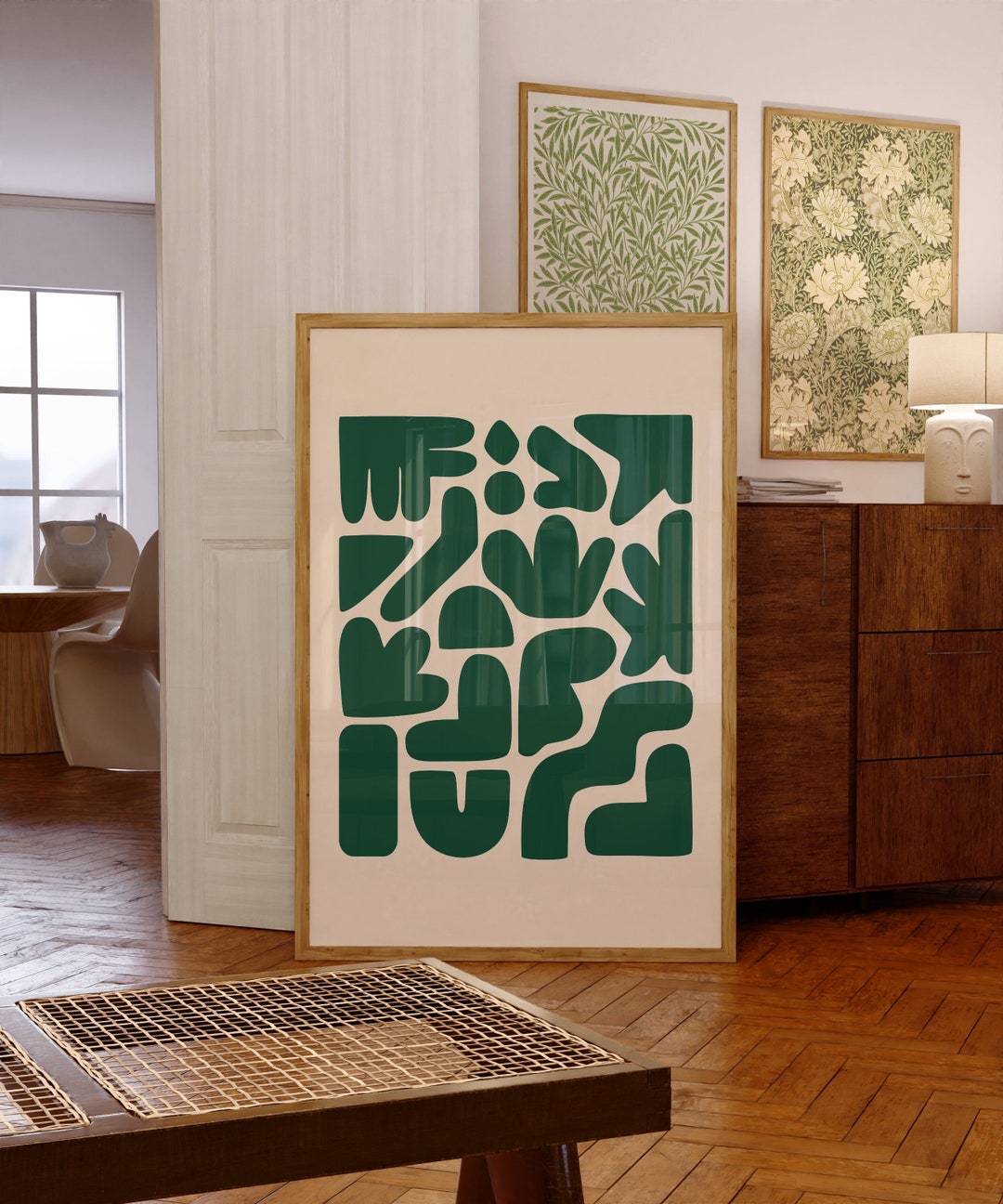 Green Abstract Wall Art, Retro Abstract Wall Art, Abstract Cut Outs