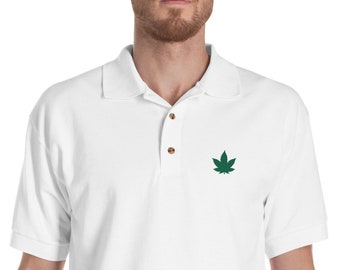 polo shirt with leaves logo