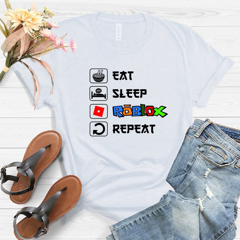 Eat Sleep Roblox Repeat Shirt, Roblox Pieces Shirt, Roblox Shirt, Roblox Lover Shirt, Streamer Shirt, Roblox Shirt For Kids image 1