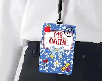 Porte-badge d'identification personnalisé pour enseignant, livre de composition, accessoire de lanière pour éducateur, cadeau pour enseignant, porte-carte d'identité horizontal vertical